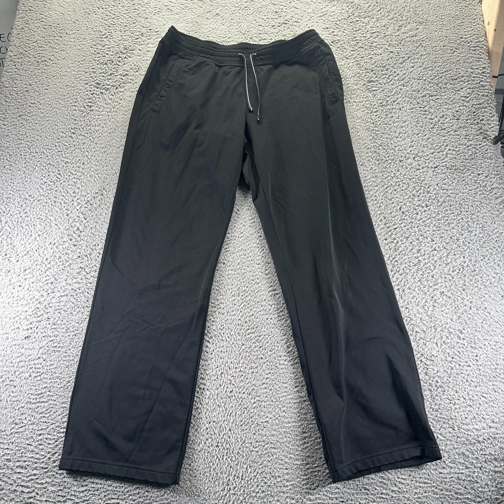 Adidas Pant Mens L Black Polyester Track Straight Jogging Gym Training Workout
